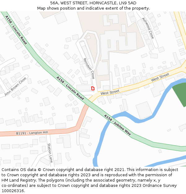 56A, WEST STREET, HORNCASTLE, LN9 5AD: Location map and indicative extent of plot