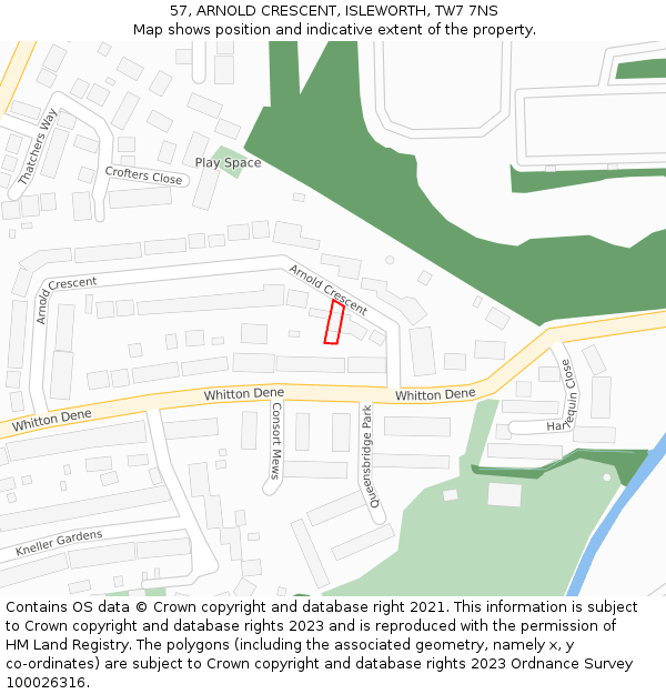 57, ARNOLD CRESCENT, ISLEWORTH, TW7 7NS: Location map and indicative extent of plot