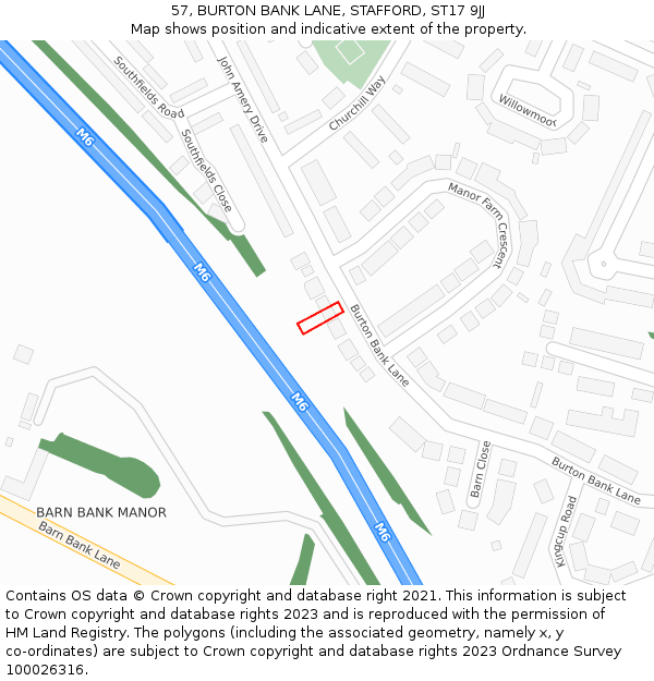 57, BURTON BANK LANE, STAFFORD, ST17 9JJ: Location map and indicative extent of plot