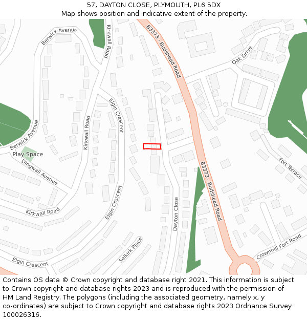 57, DAYTON CLOSE, PLYMOUTH, PL6 5DX: Location map and indicative extent of plot