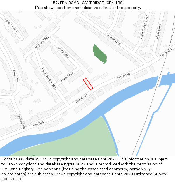 57, FEN ROAD, CAMBRIDGE, CB4 1BS: Location map and indicative extent of plot