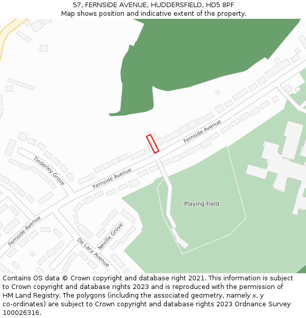 57, FERNSIDE AVENUE, HUDDERSFIELD, HD5 8PF: Location map and indicative extent of plot