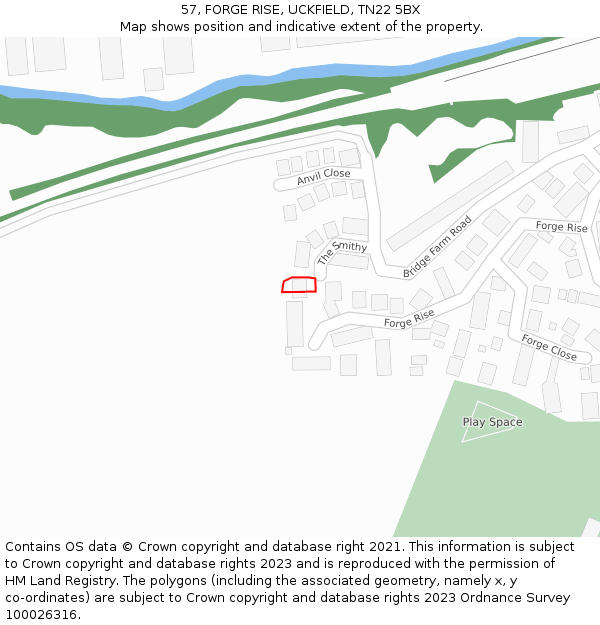 57, FORGE RISE, UCKFIELD, TN22 5BX: Location map and indicative extent of plot