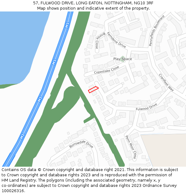 57, FULWOOD DRIVE, LONG EATON, NOTTINGHAM, NG10 3RF: Location map and indicative extent of plot