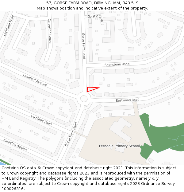 57, GORSE FARM ROAD, BIRMINGHAM, B43 5LS: Location map and indicative extent of plot