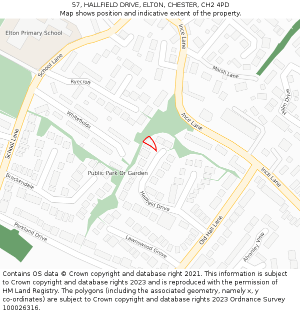 57, HALLFIELD DRIVE, ELTON, CHESTER, CH2 4PD: Location map and indicative extent of plot