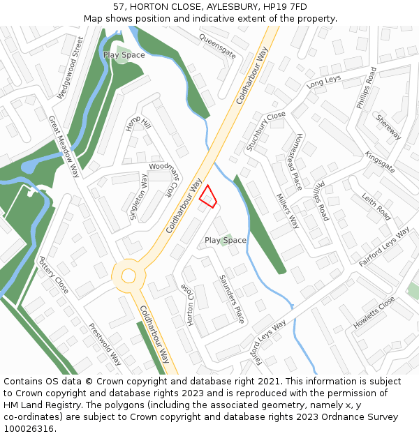 57, HORTON CLOSE, AYLESBURY, HP19 7FD: Location map and indicative extent of plot