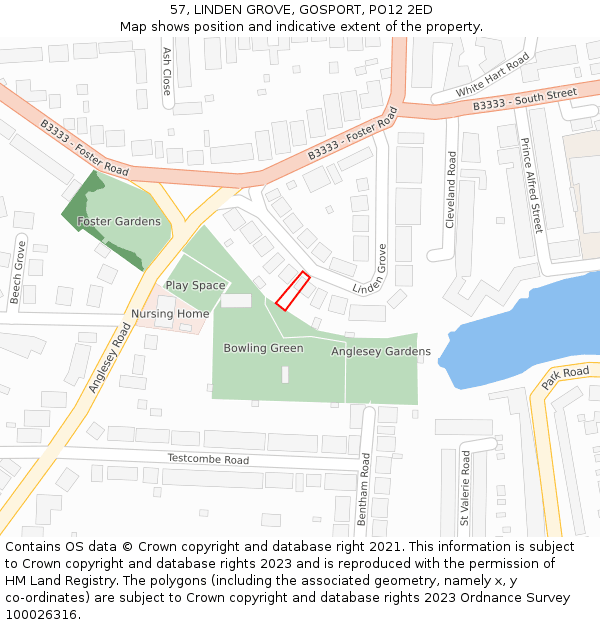 57, LINDEN GROVE, GOSPORT, PO12 2ED: Location map and indicative extent of plot