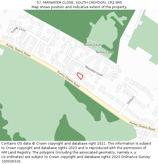 57, MAYWATER CLOSE, SOUTH CROYDON, CR2 0RS: Location map and indicative extent of plot