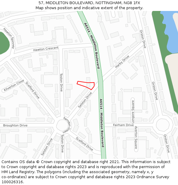 57, MIDDLETON BOULEVARD, NOTTINGHAM, NG8 1FX: Location map and indicative extent of plot