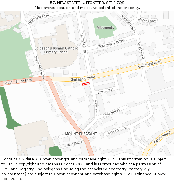 57, NEW STREET, UTTOXETER, ST14 7QS: Location map and indicative extent of plot