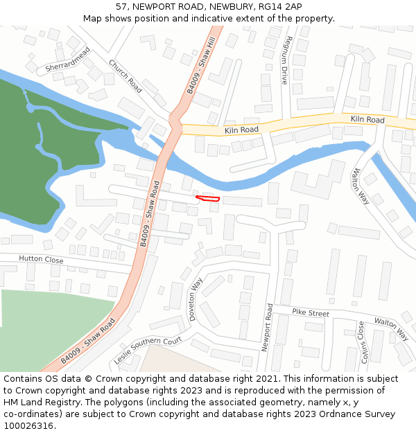 57, NEWPORT ROAD, NEWBURY, RG14 2AP: Location map and indicative extent of plot