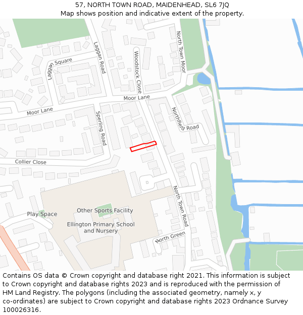 57, NORTH TOWN ROAD, MAIDENHEAD, SL6 7JQ: Location map and indicative extent of plot