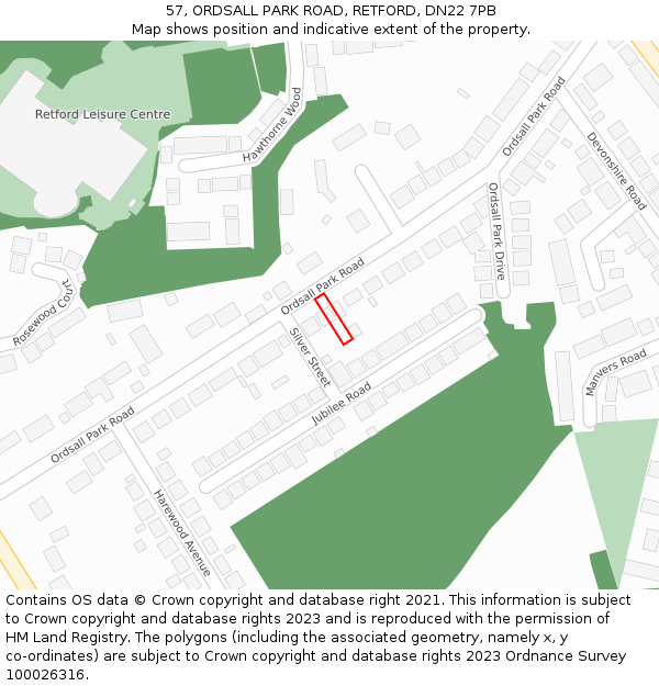 57, ORDSALL PARK ROAD, RETFORD, DN22 7PB: Location map and indicative extent of plot