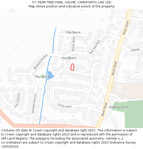 57, PEAR TREE PARK, HOLME, CARNFORTH, LA6 1SD: Location map and indicative extent of plot