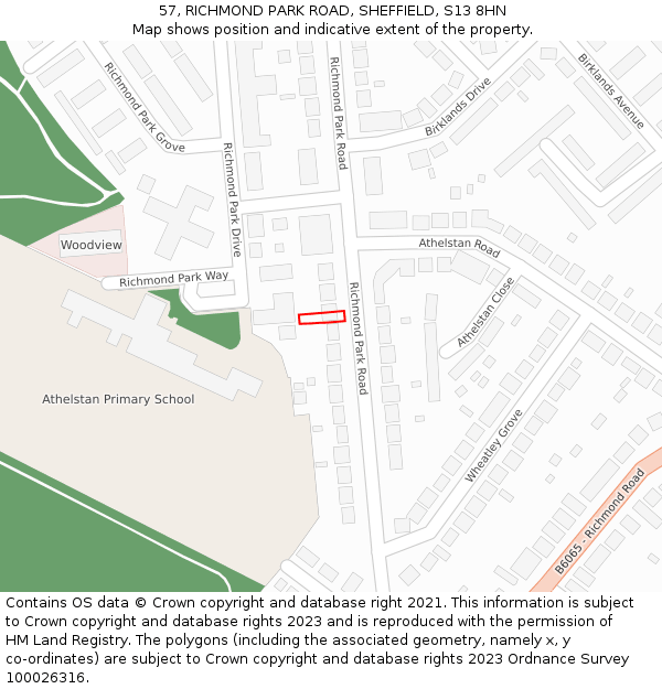 57, RICHMOND PARK ROAD, SHEFFIELD, S13 8HN: Location map and indicative extent of plot