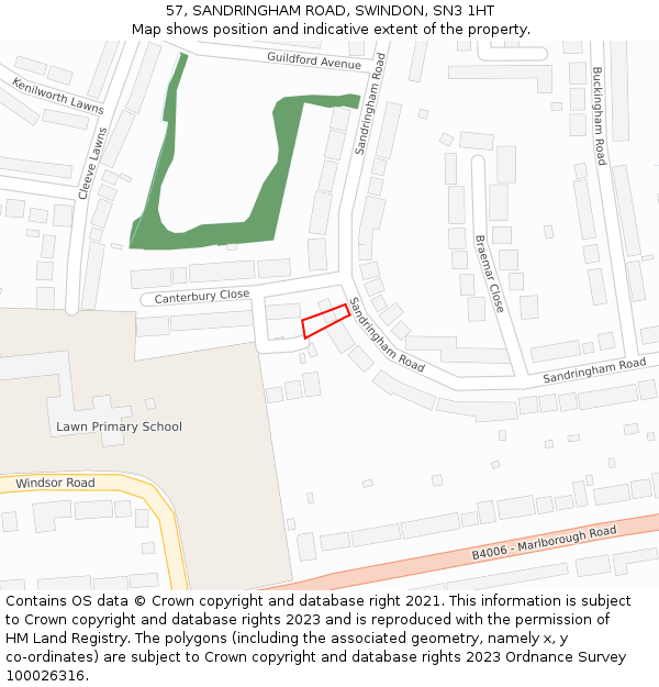 57, SANDRINGHAM ROAD, SWINDON, SN3 1HT: Location map and indicative extent of plot