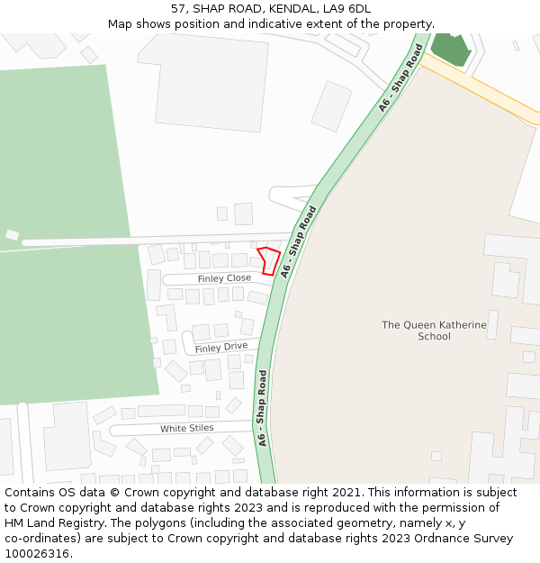 57, SHAP ROAD, KENDAL, LA9 6DL: Location map and indicative extent of plot