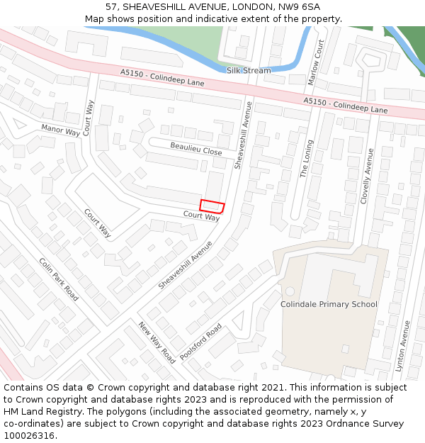 57, SHEAVESHILL AVENUE, LONDON, NW9 6SA: Location map and indicative extent of plot