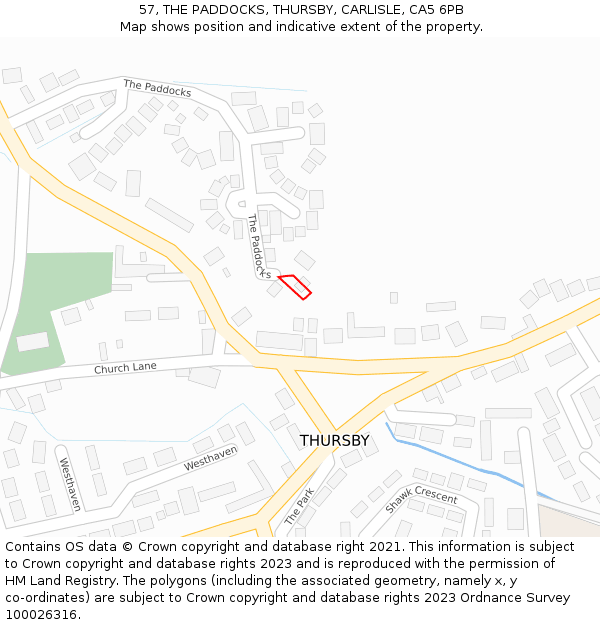 57, THE PADDOCKS, THURSBY, CARLISLE, CA5 6PB: Location map and indicative extent of plot