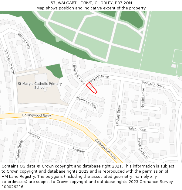 57, WALGARTH DRIVE, CHORLEY, PR7 2QN: Location map and indicative extent of plot