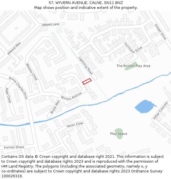 57, WYVERN AVENUE, CALNE, SN11 8NZ: Location map and indicative extent of plot