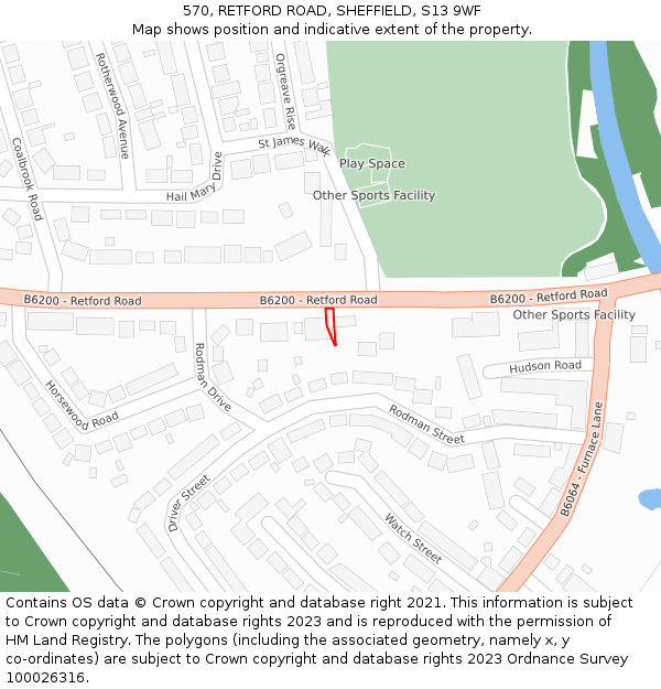570, RETFORD ROAD, SHEFFIELD, S13 9WF: Location map and indicative extent of plot