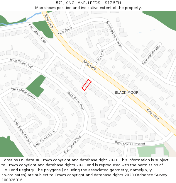 571, KING LANE, LEEDS, LS17 5EH: Location map and indicative extent of plot