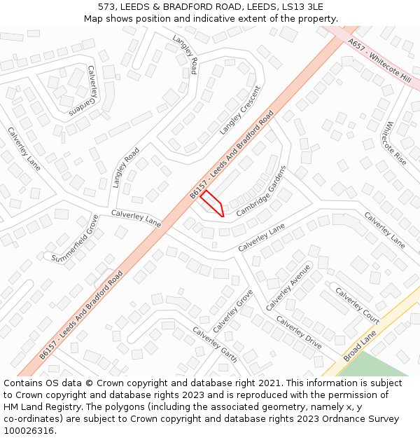 573, LEEDS & BRADFORD ROAD, LEEDS, LS13 3LE: Location map and indicative extent of plot