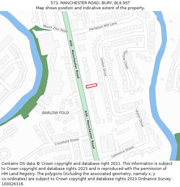 573, MANCHESTER ROAD, BURY, BL9 9ST: Location map and indicative extent of plot