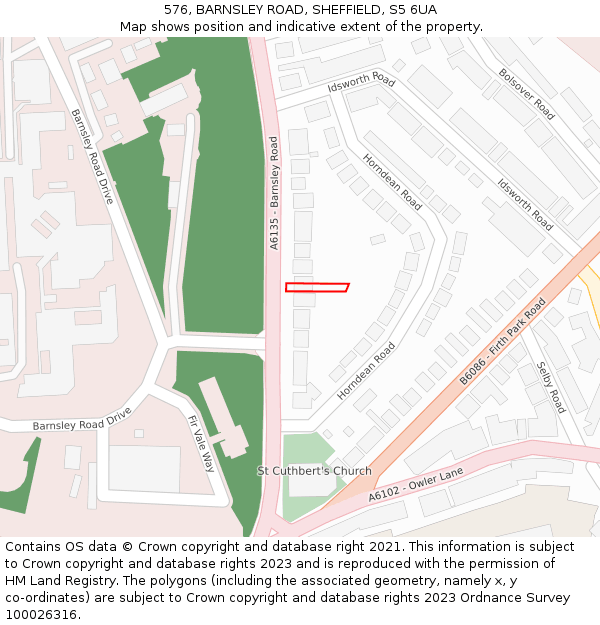 576, BARNSLEY ROAD, SHEFFIELD, S5 6UA: Location map and indicative extent of plot