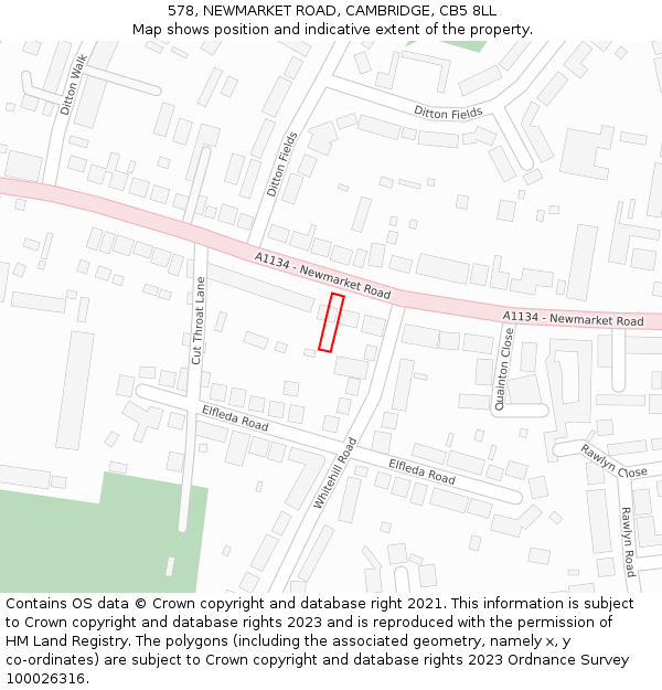 578, NEWMARKET ROAD, CAMBRIDGE, CB5 8LL: Location map and indicative extent of plot