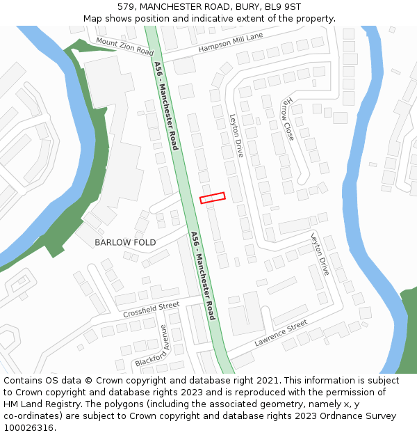 579, MANCHESTER ROAD, BURY, BL9 9ST: Location map and indicative extent of plot