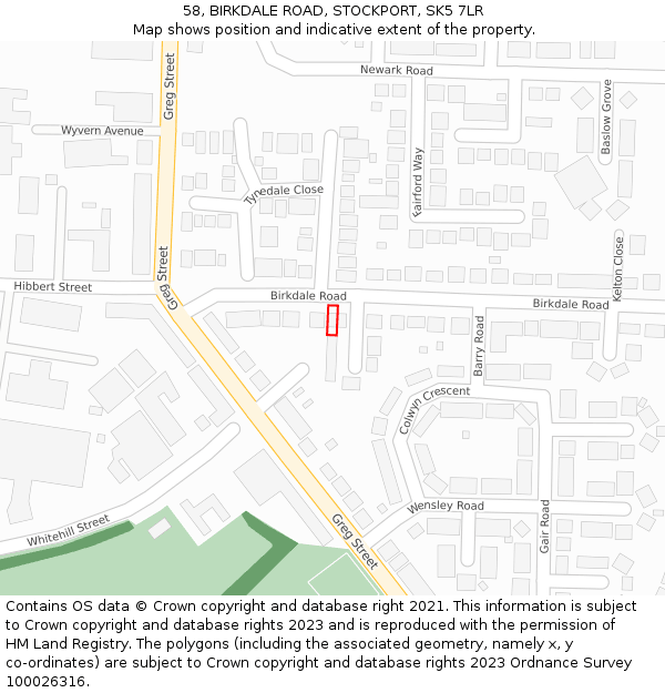 58, BIRKDALE ROAD, STOCKPORT, SK5 7LR: Location map and indicative extent of plot