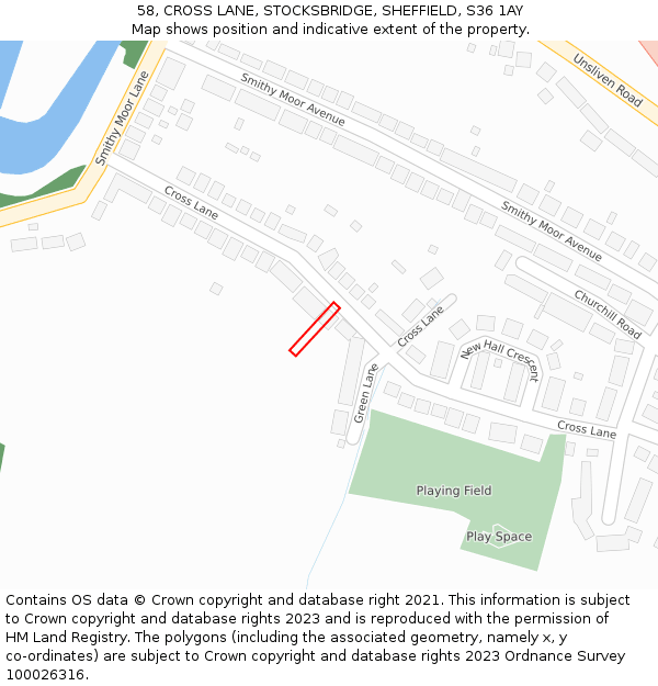 58, CROSS LANE, STOCKSBRIDGE, SHEFFIELD, S36 1AY: Location map and indicative extent of plot