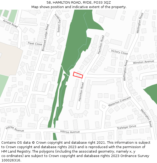 58, HAMILTON ROAD, RYDE, PO33 3QZ: Location map and indicative extent of plot