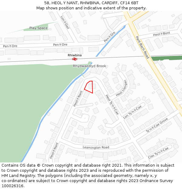 58, HEOL Y NANT, RHIWBINA, CARDIFF, CF14 6BT: Location map and indicative extent of plot