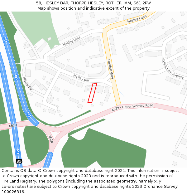 58, HESLEY BAR, THORPE HESLEY, ROTHERHAM, S61 2PW: Location map and indicative extent of plot