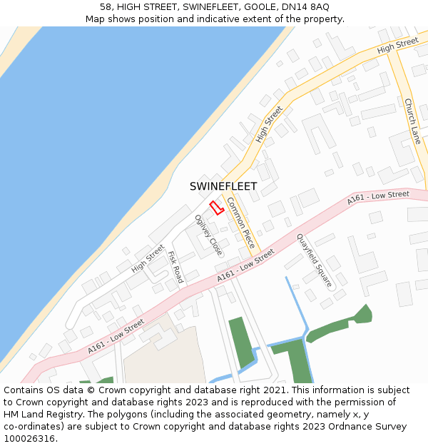 58, HIGH STREET, SWINEFLEET, GOOLE, DN14 8AQ: Location map and indicative extent of plot