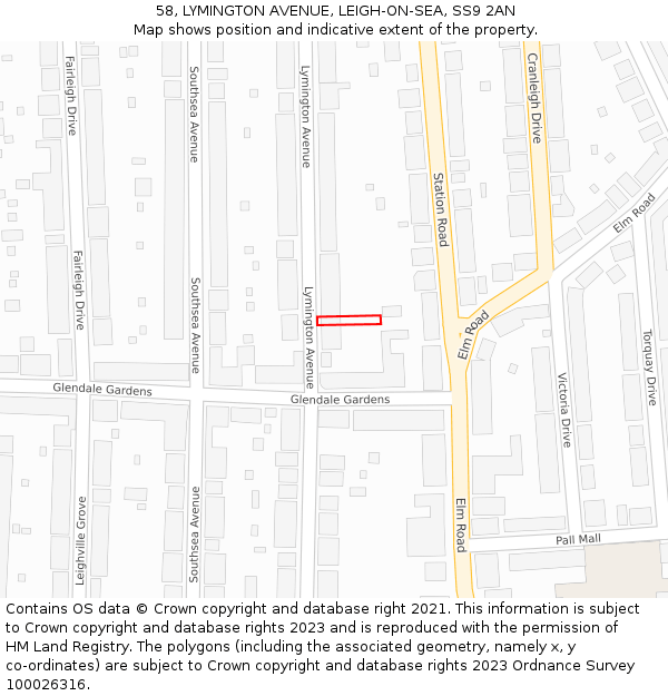 58, LYMINGTON AVENUE, LEIGH-ON-SEA, SS9 2AN: Location map and indicative extent of plot