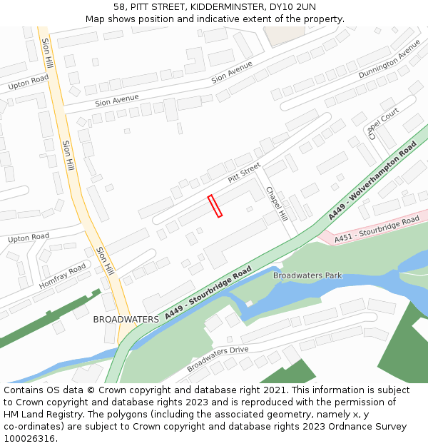 58, PITT STREET, KIDDERMINSTER, DY10 2UN: Location map and indicative extent of plot