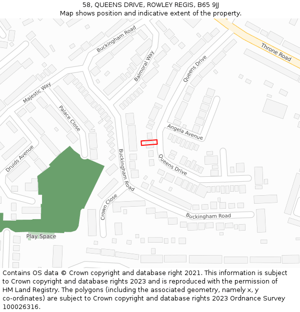 58, QUEENS DRIVE, ROWLEY REGIS, B65 9JJ: Location map and indicative extent of plot