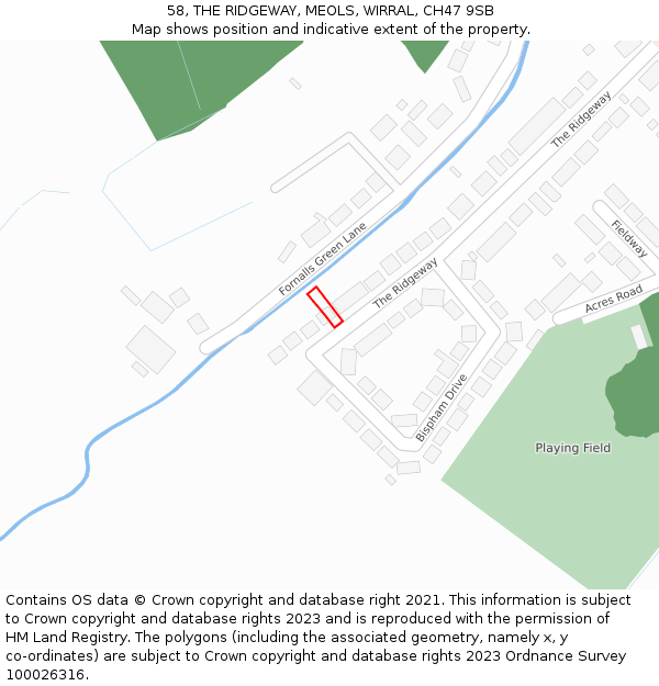 58, THE RIDGEWAY, MEOLS, WIRRAL, CH47 9SB: Location map and indicative extent of plot