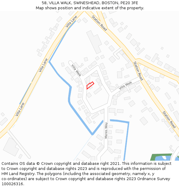 58, VILLA WALK, SWINESHEAD, BOSTON, PE20 3FE: Location map and indicative extent of plot
