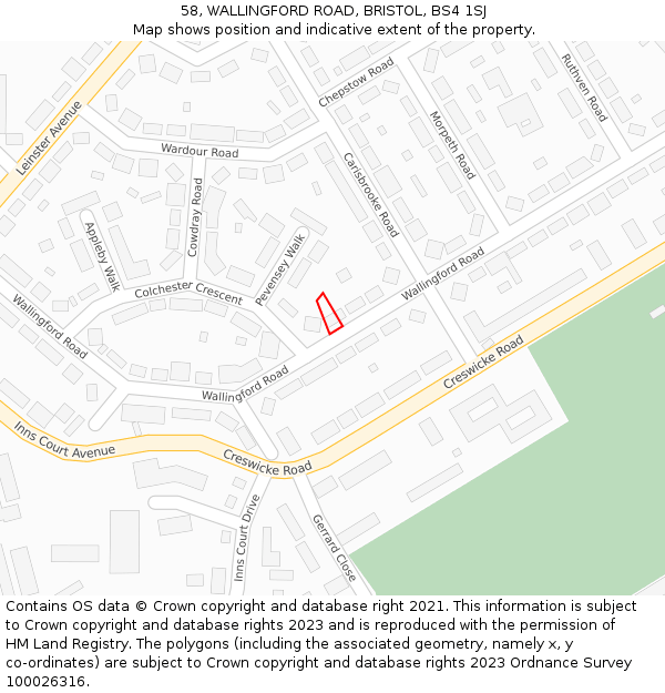 58, WALLINGFORD ROAD, BRISTOL, BS4 1SJ: Location map and indicative extent of plot