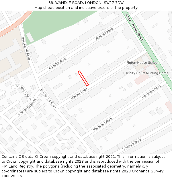 58, WANDLE ROAD, LONDON, SW17 7DW: Location map and indicative extent of plot