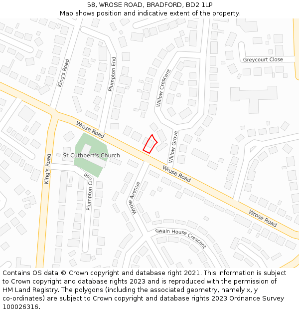58, WROSE ROAD, BRADFORD, BD2 1LP: Location map and indicative extent of plot