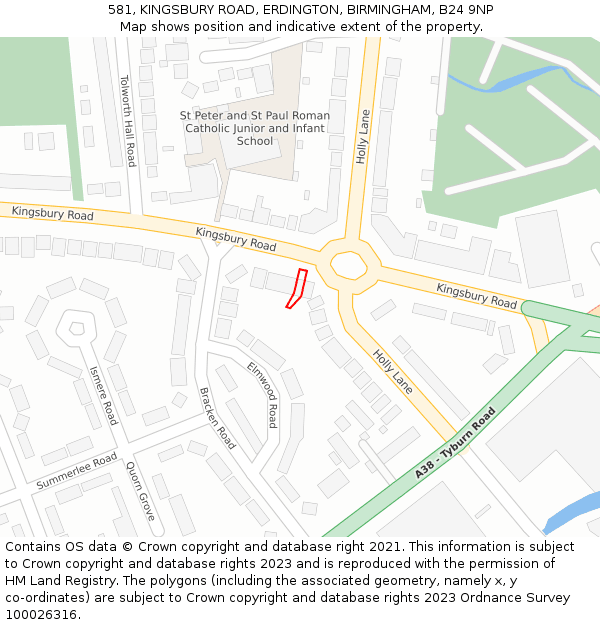 581, KINGSBURY ROAD, ERDINGTON, BIRMINGHAM, B24 9NP: Location map and indicative extent of plot
