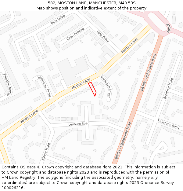 582, MOSTON LANE, MANCHESTER, M40 5RS: Location map and indicative extent of plot