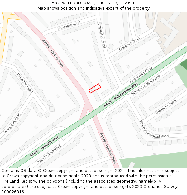 582, WELFORD ROAD, LEICESTER, LE2 6EP: Location map and indicative extent of plot